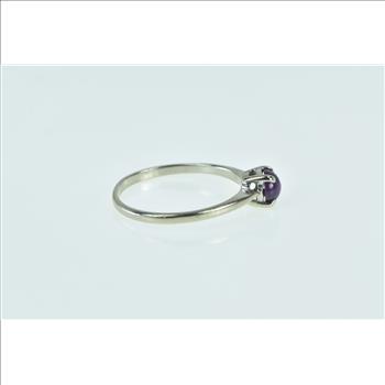 10K Natural Ruby Cabochon Vintage Statement White Gold Ring, Size 6.75