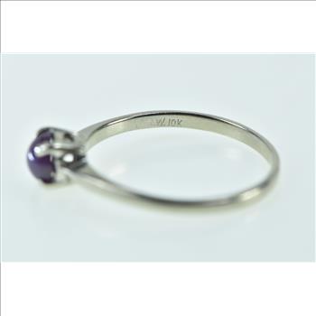 10K Natural Ruby Cabochon Vintage Statement White Gold Ring, Size 6.75