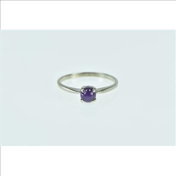 10K Natural Ruby Cabochon Vintage Statement White Gold Ring, Size 6.75