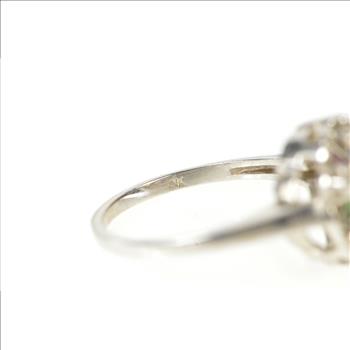 10K Order of the Eastern Star Spinel CZ Enamel White Gold Ring, Size 5.5