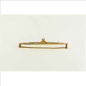 10K Ornate Diamond Seed Pearl Statement Yellow Gold Pin/Brooch