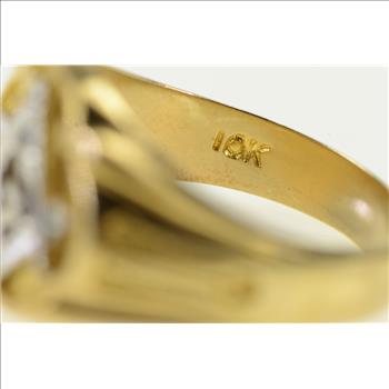 10K Ornate Masonic Compass Square Men's Yellow Gold Ring, Size 9.5