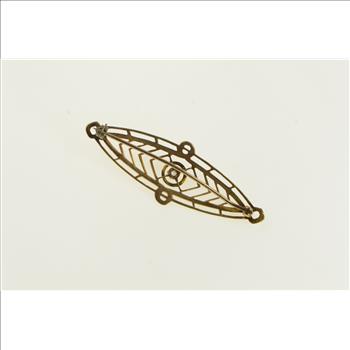 10K Ornate Victorian Diamond Filigree Yellow Gold Pin/Brooch