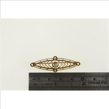 10K Ornate Victorian Diamond Filigree Yellow Gold Pin/Brooch