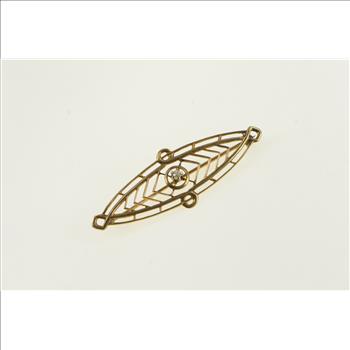 10K Ornate Victorian Diamond Filigree Yellow Gold Pin/Brooch