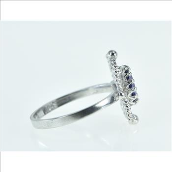 10K Oval Amethyst Filigree Ornate Rope White Gold Ring, Size 5.75