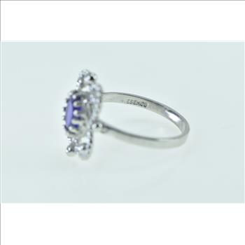 10K Oval Amethyst Filigree Ornate Rope White Gold Ring, Size 5.75