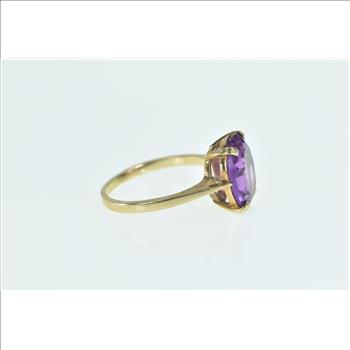 10K Oval Amethyst Vintage Classic Statement Yellow Gold Ring, Size 6.75
