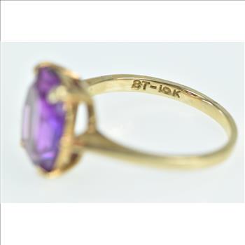 10K Oval Amethyst Vintage Classic Statement Yellow Gold Ring, Size 6.75