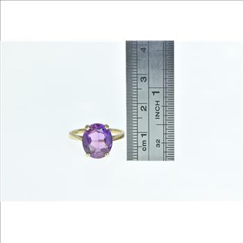 10K Oval Amethyst Vintage Classic Statement Yellow Gold Ring, Size 6.75