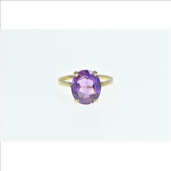 10K Oval Amethyst Vintage Classic Statement Yellow Gold Ring, Size 6.75