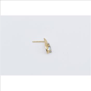 10K Oval Blue Topaz Diamond Accent Single Stud Yellow Gold Earring