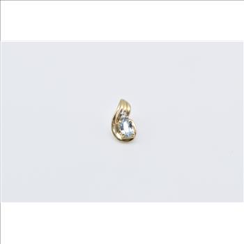 10K Oval Blue Topaz Diamond Accent Single Stud Yellow Gold Earring