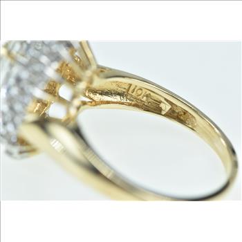 10K Oval Blue Topaz Diamond Cluster Halo Yellow Gold Ring, Size 7