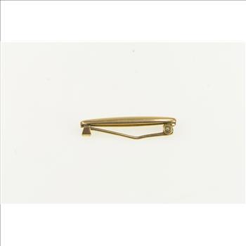 10K Oval Curved Simple Plain Bar Yellow Gold Pin/Brooch