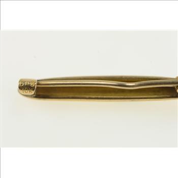 10K Oval Curved Simple Plain Bar Yellow Gold Pin/Brooch