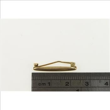 10K Oval Curved Simple Plain Bar Yellow Gold Pin/Brooch