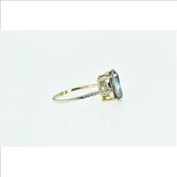 10K Oval Faceted Mystic Topaz Diamond Statement Yellow Gold Ring, Size 7