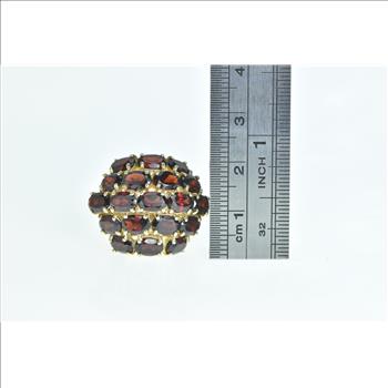 10K Oval Garnet Vintage Domed Cluster Statement Yellow Gold Ring, Size 6