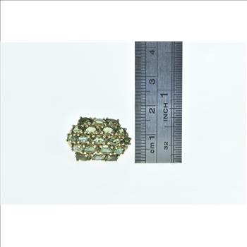 10K Oval Green Tourmaline Domed Cluster Yellow Gold Ring, Size 5