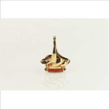 10K Oval Hessonite Garnet Swirl Cocktail Yellow Gold Ring, Size 7