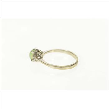 10K Oval Light Green Star Sapphire Diamond White Gold Ring, Size 5.75