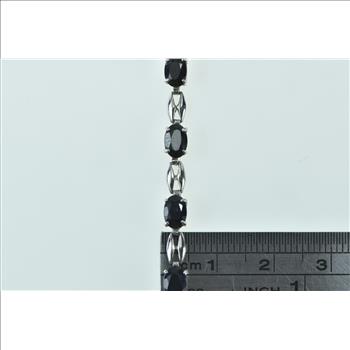10K Oval Natural Sapphire Anchor Chain Tennis Yellow Gold Bracelet 7