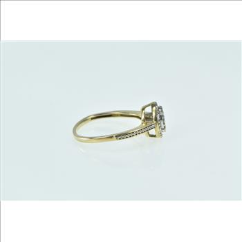 10K Oval Pave Diamond Encrusted Statement Yellow Gold Ring, Size 7