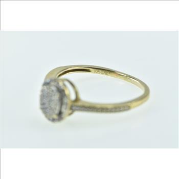 10K Oval Pave Diamond Encrusted Statement Yellow Gold Ring, Size 7
