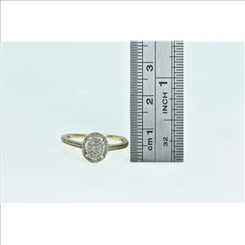 10K Oval Pave Diamond Encrusted Statement Yellow Gold Ring, Size 7