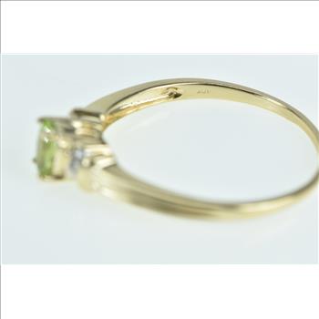 10K Oval Peridot Diamond Accent Vintage Classic Yellow Gold Ring, Size 11