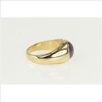 10K Oval Star Ruby Retro Vintage Men's Yellow Gold Ring, Size 10.75