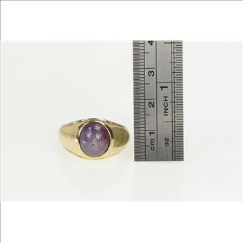10K Oval Star Ruby Retro Vintage Men's Yellow Gold Ring, Size 10.75