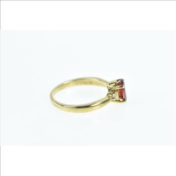 10K Oval Syn. Ruby Diamond Accent Vintage Yellow Gold Ring, Size 8.25