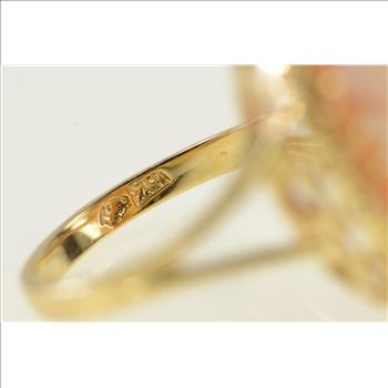 10K Oval Vintage Carved Shell Cameo Yellow Gold Ring, Size 6