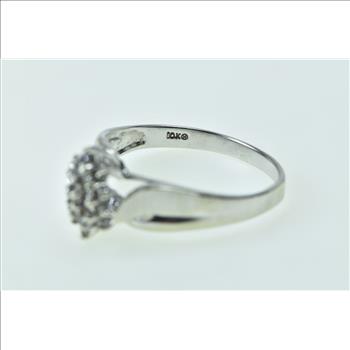 10K Oval Vintage Diamond Cluster Statement White Gold Ring, Size 8