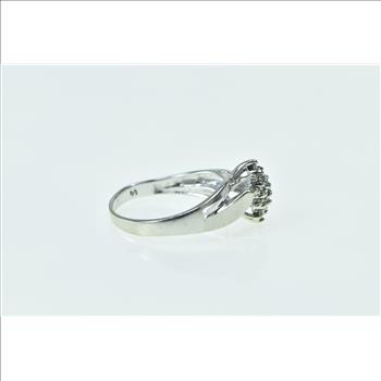 10K Oval Vintage Diamond Cluster Statement White Gold Ring, Size 8