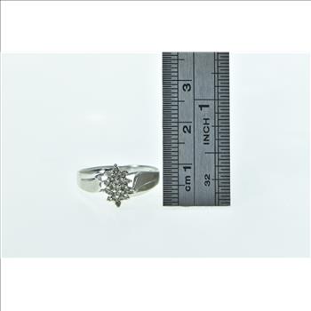 10K Oval Vintage Diamond Cluster Statement White Gold Ring, Size 8