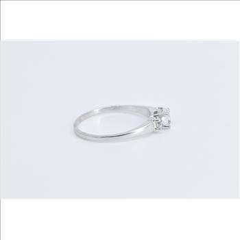10K Oval White Sapphire Travel Engagement CZ White Gold Ring, Size 7.5