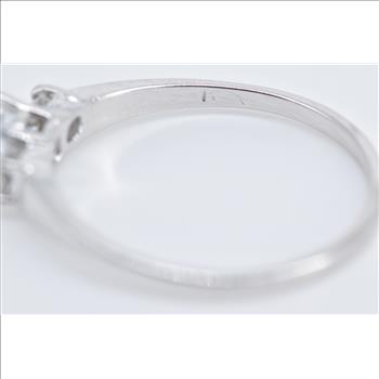 10K Oval White Sapphire Travel Engagement CZ White Gold Ring, Size 7.5