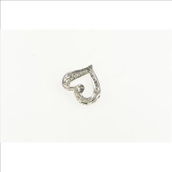 10K Pave Diamond Encrusted Heart Valentine White Gold Charm/Pendant