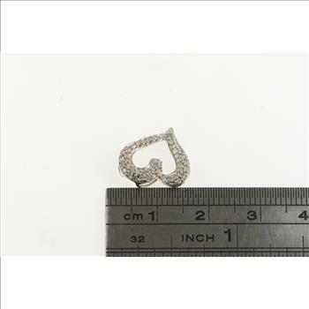 10K Pave Diamond Encrusted Heart Valentine White Gold Charm/Pendant
