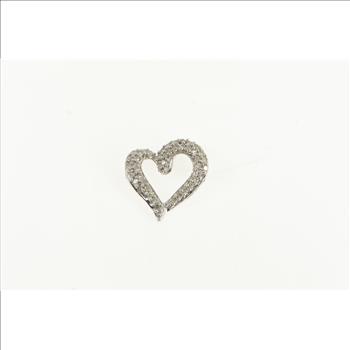 10K Pave Diamond Encrusted Heart Valentine White Gold Charm/Pendant