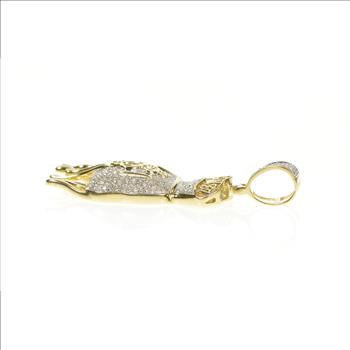10K Pave Diamond Money Bag Cash Dollar Sign Drip Yellow Gold Pendant