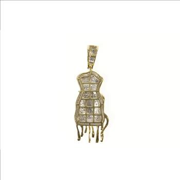 10K Pave Diamond Money Bag Cash Dollar Sign Drip Yellow Gold Pendant