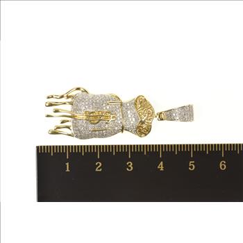 10K Pave Diamond Money Bag Cash Dollar Sign Drip Yellow Gold Pendant