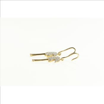 10K Pave Diamond Palm Tree Tropical Dangle Yellow Gold Earrings