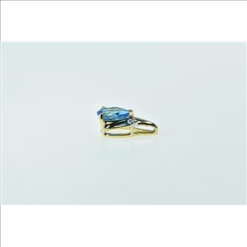 10K Pear Blue Topaz Diamond Accent Fashion Yellow Gold Pendant