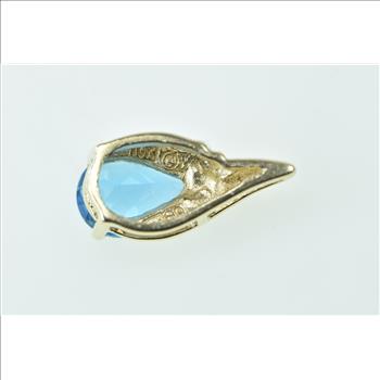 10K Pear Blue Topaz Diamond Accent Fashion Yellow Gold Pendant