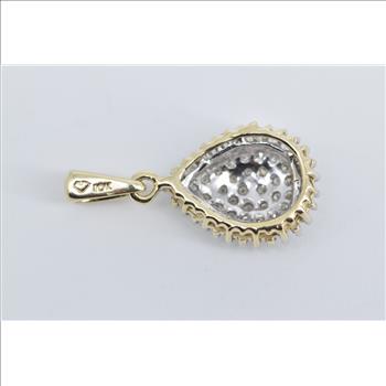 10K Pear Diamond Cluster Tear Drop Statement Yellow Gold Pendant